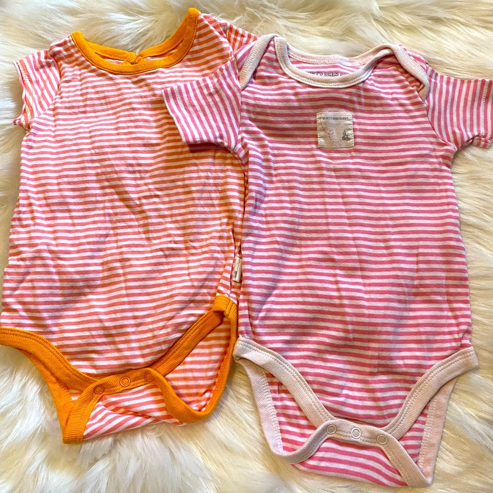 Burt’s Bees Pink Stripe Onesie Set